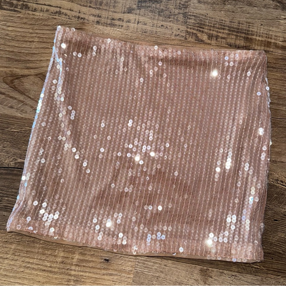 Sequin Skirt XS Brown Mini Sexy Elastic Waist Going Out Party Sparkly Shein